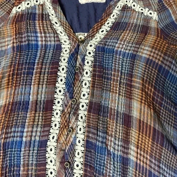 Anthropologie Holding Horses Dress Tunic Plaid Hi-Lo Button Up Womens S - Picture 3 of 11